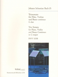 Bach Trio Sonata G Bwv1038 Flute Violin & Basso Co Sheet Music Songbook