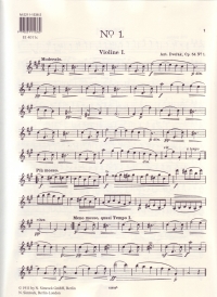 Dvorak 2 Waltzes Op54 Nos 1 & 4 Violin I Part Sheet Music Songbook