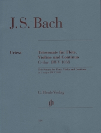 Bach Trio Sonata G Bwv1038 Flute Violin & Continuo Sheet Music Songbook