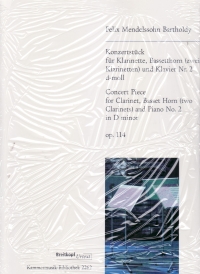 Mendelssohn Concert Piece 2 Dmin Op114 Cl/hn/pf Sheet Music Songbook