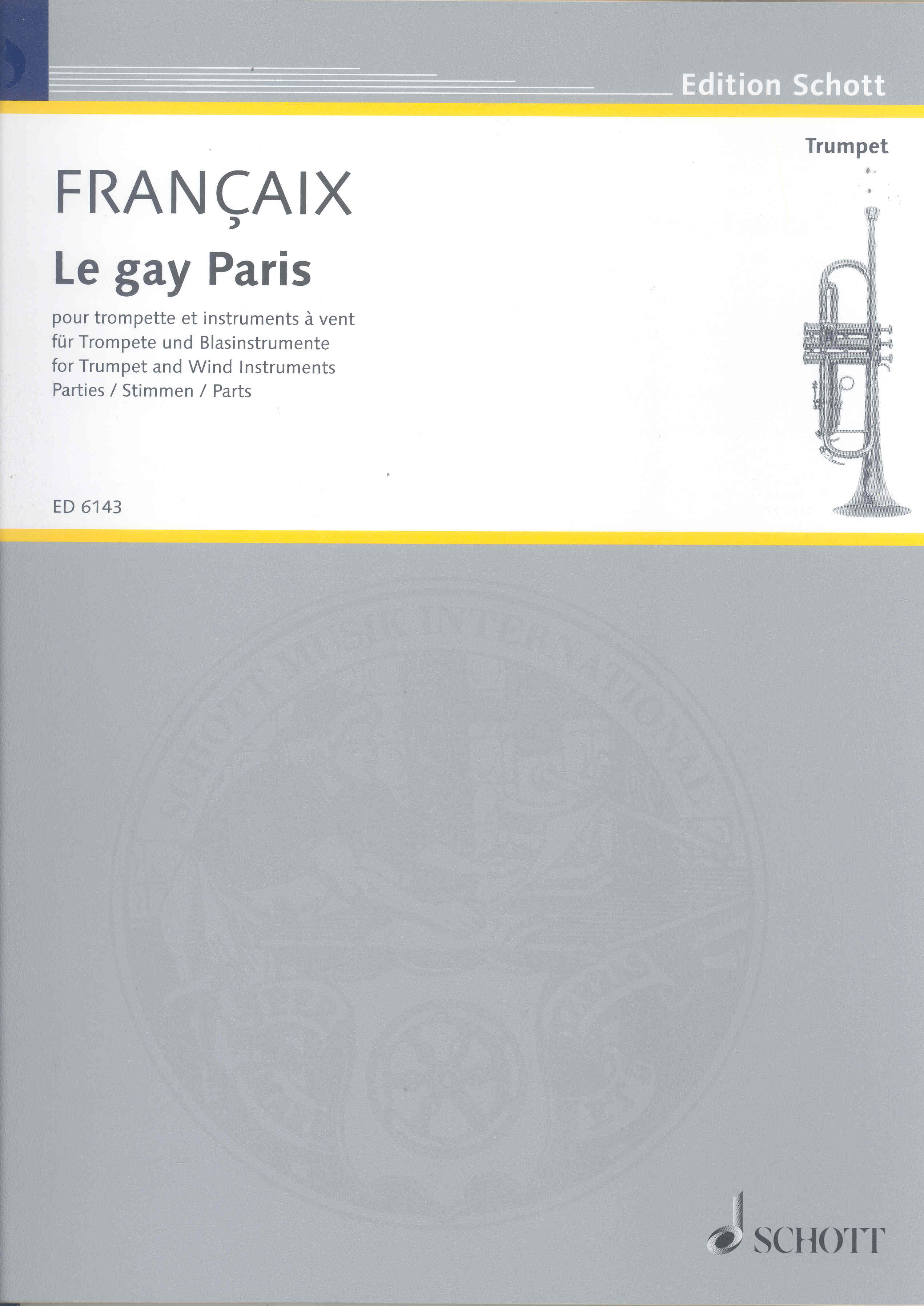 Francaix Le Gay Paris Set Of Parts Sheet Music Songbook