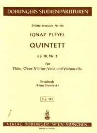Pleyel Quintet Eb Major Op 10/3 Fl Ob Vln Vla Vcl Sheet Music Songbook