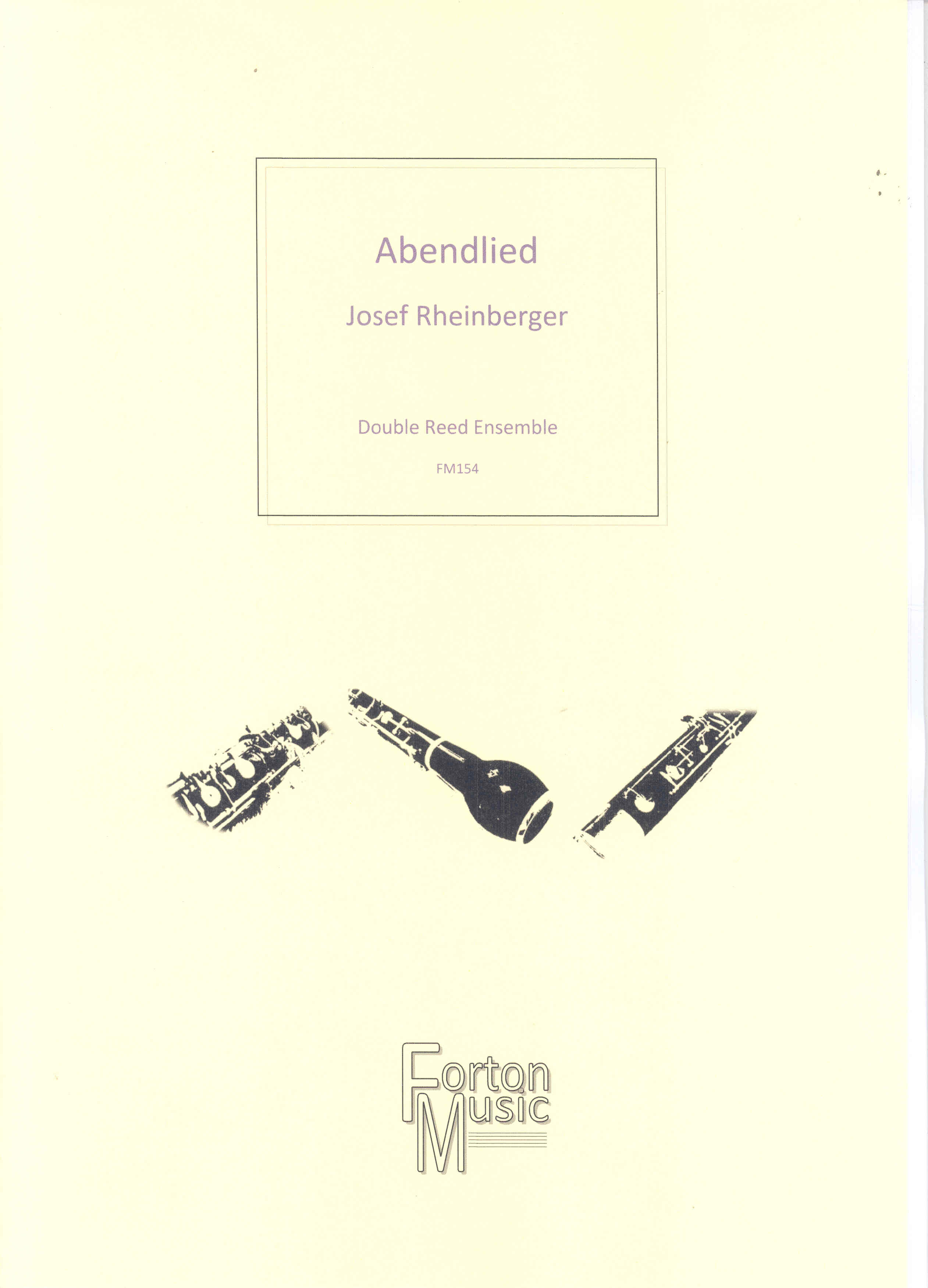 Rheinberger Abendlied Op69 No 3 Double Reed Ensemb Sheet Music Songbook