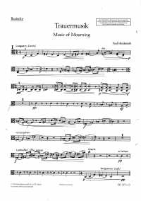 Hindemith Trauermusik Viola & Strings Orch Viola Sheet Music Songbook
