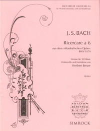 Bach Ricercare A 6 Breuer 10 Wind Players Cello Ba Sheet Music Songbook