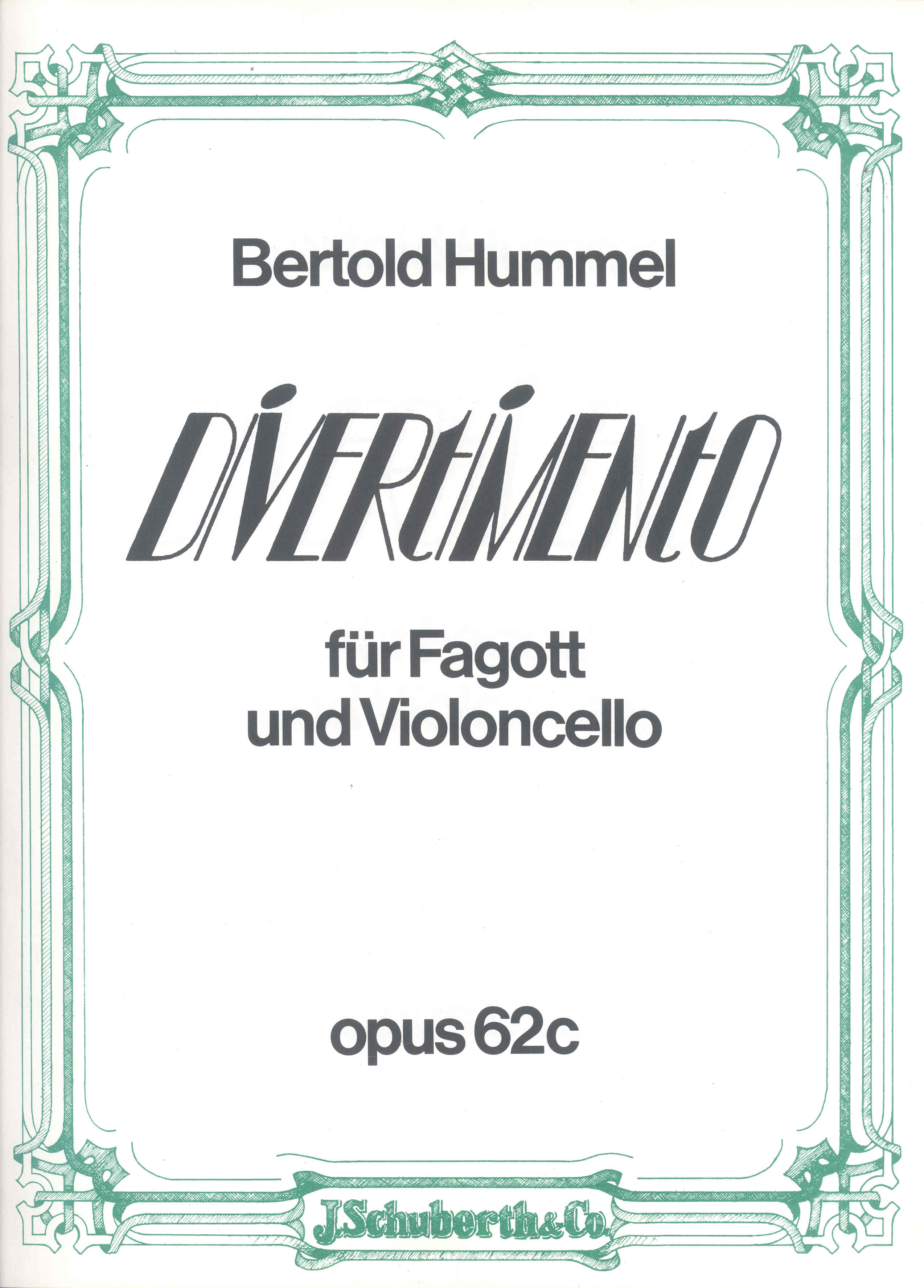 Hummel Divertimento Op.62c Bassoon & Cello Sheet Music Songbook