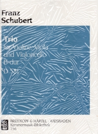 Schubert String Trio Bb Major D 581 Vln, Vla, Vcl Sheet Music Songbook