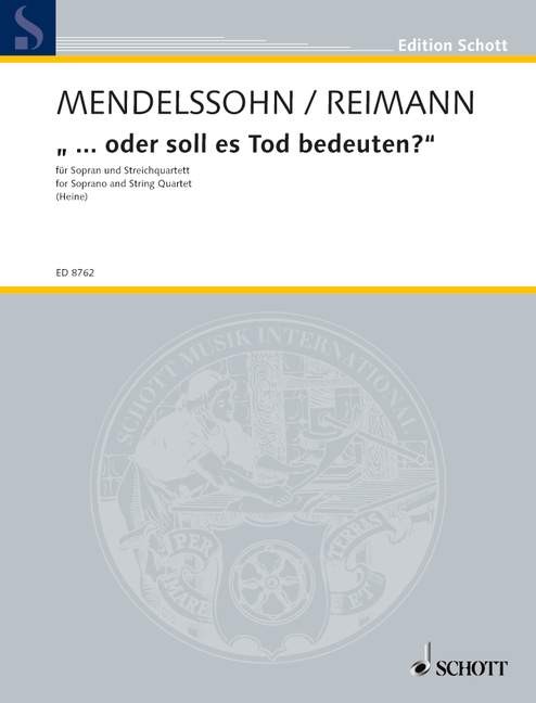 Mendelssohn / Riemann Oder Soll Es Tod Bedeuten Sheet Music Songbook