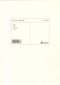 Francaix Quintet No 2 Fl, Vln, Vla, Vcl, Hp Parts Sheet Music Songbook