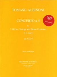 Albinoni Concerto A 5 C Op9 No 9 Score & Parts Sheet Music Songbook