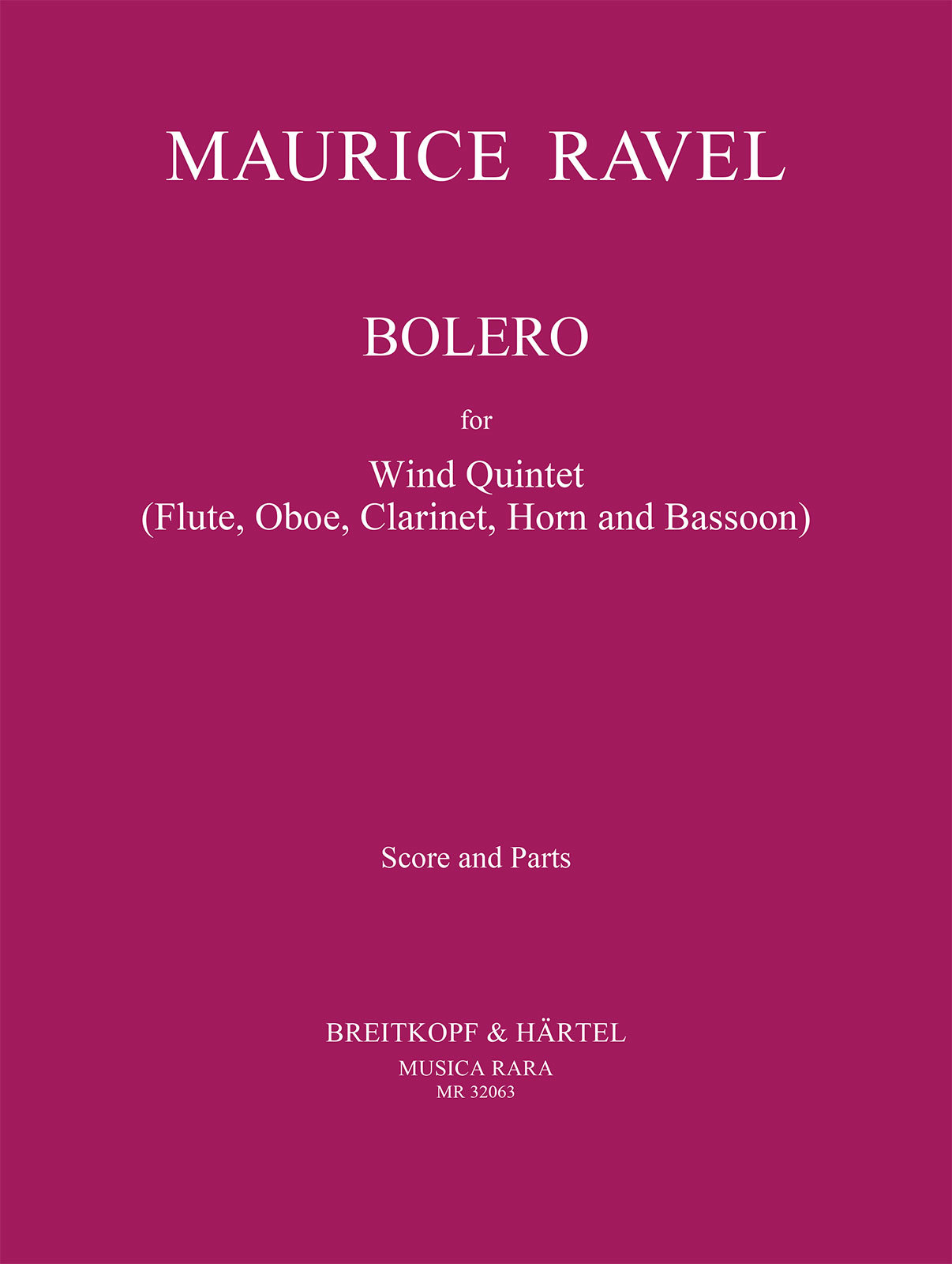 Ravel Bolero Beyer Wind Quintet Score & Parts Sheet Music Songbook