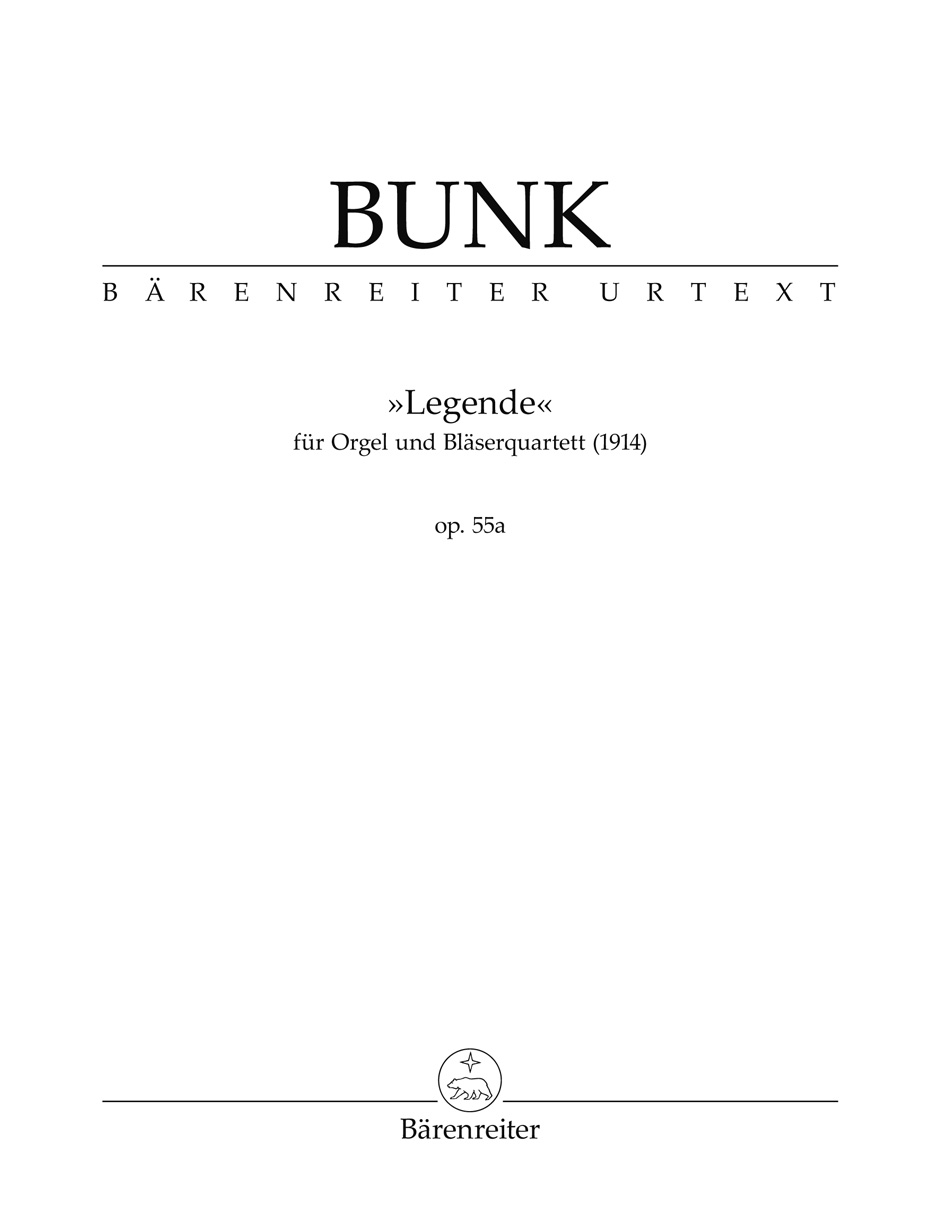 Bunk Legende Organ & Brass Quartet Op55a Sc/pts Sheet Music Songbook