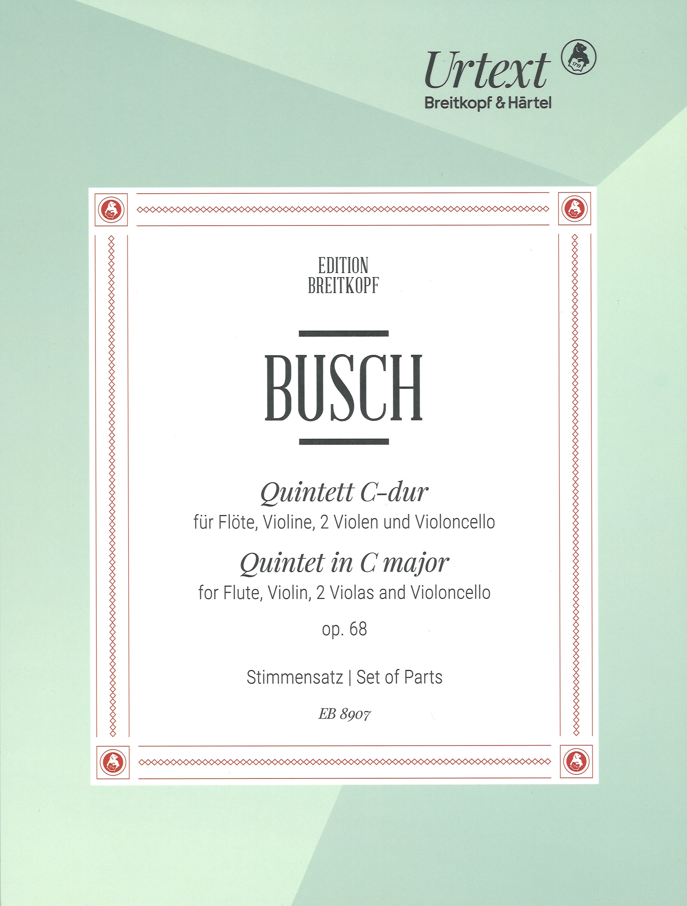 Busch Quintet In C Major Op68 Set Of Parts Sheet Music Songbook