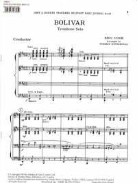 Cook Bolivar Wind Band Conductors Score Sheet Music Songbook