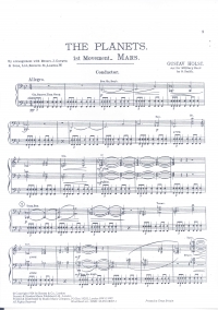 Holst Mars (the Planets) Wind Band Score Sheet Music Songbook