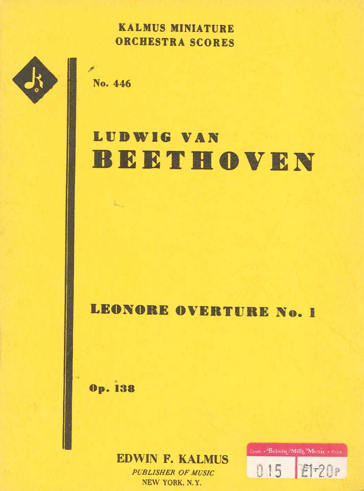 Beethoven Leonore Overture No 1 Op 138 Mini Score Sheet Music Songbook