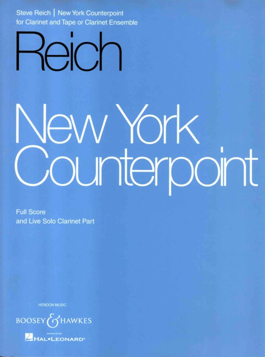 Reich New York Counterpoint Full Score/clt Sheet Music Songbook