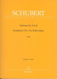 Schubert Symphony No 5 Bbmaj D485 Full Score Sheet Music Songbook
