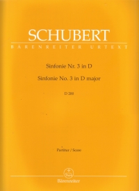 Schubert Symphony No 3 D {d200} Full Score Sheet Music Songbook