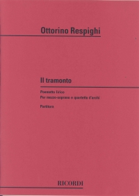 Respighi Il Tramonto Score Sheet Music Songbook