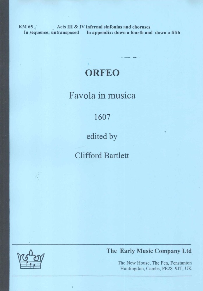 Monteverdi Lorfeo (eng/ital) Bartlett Full Score Sheet Music Songbook