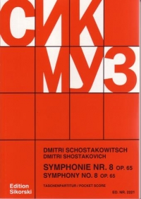 Shostakovich Symphony No 8 Psc  Ed2221 Op65 Sheet Music Songbook