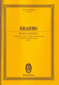 Brahms Quintet Piano & Strings Fmin Op34 Score Sheet Music Songbook