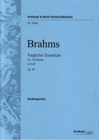 Brahms Tragic Overture Op81 Dmin Study Score Sheet Music Songbook