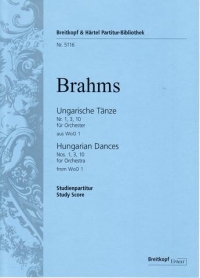 Brahms Hungarian Dances (3) Nos 1 3 10 Study Score Sheet Music Songbook