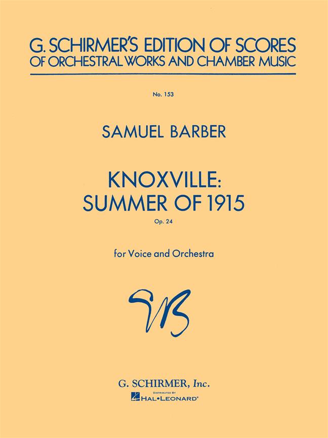 Barber Knoxville Summer 1915 Sop/orch Full Score Sheet Music Songbook