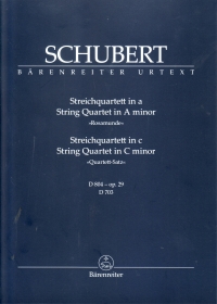 Schubert String Quartets Amin Op29 & Cmin Study Sc Sheet Music Songbook