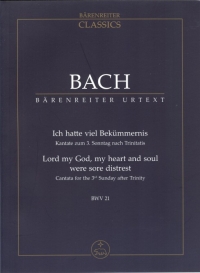 Bach Cantata Bwv 21 Ich Hatte Viel Study Score Sheet Music Songbook