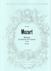 Mozart Concerto For Clarinet K622 Full Score Sheet Music Songbook