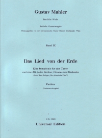 Mahler Das Lied Von Der Erde Study Score Sheet Music Songbook