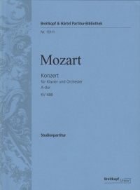 Mozart Concerto A K488 Piano & Orchestra Study Sc Sheet Music Songbook