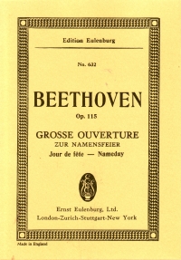 Beethoven Great Overture C Op115 Study Score Sheet Music Songbook
