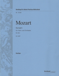 Mozart Concerto Eb K447 Horn & Orchestra Full Sc Sheet Music Songbook