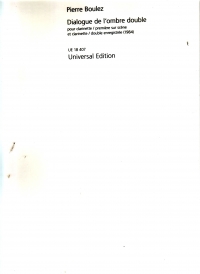 Boulez Dialogue De Lombre Score Sheet Music Songbook