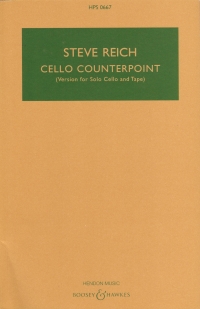 Reich Cello Counterpoint Solo Cello & Tape Study Sheet Music Songbook