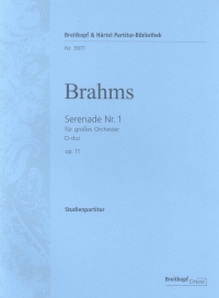 Brahms Serenade No1 D Op11 Orchestra Study Score Sheet Music Songbook