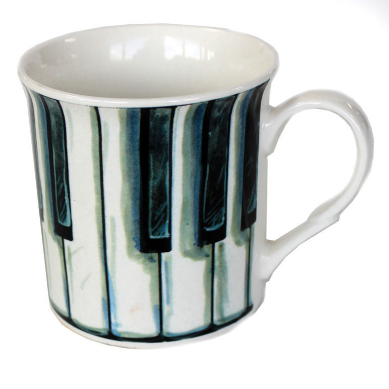 Fine China Mug Piano Keys Distressed Design Sheet Music from Music