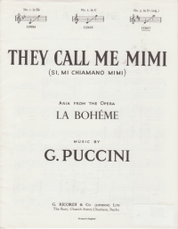 They Call Me Mimi Puccini Key D Sheet Music Songbook