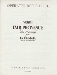 Fair Provence (di Provenza) Verdi Sheet Music Songbook