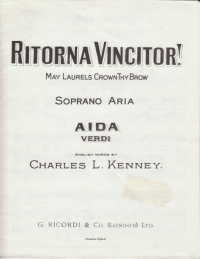 Ritorna Vincitor! Aida Verdi Sheet Music Songbook