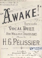 Awake In G Pelissier Vocal Duet Sop/ten Sheet Music Songbook