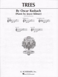 Trees Rasbach/kilmer Medium Voice Db Sheet Music Songbook