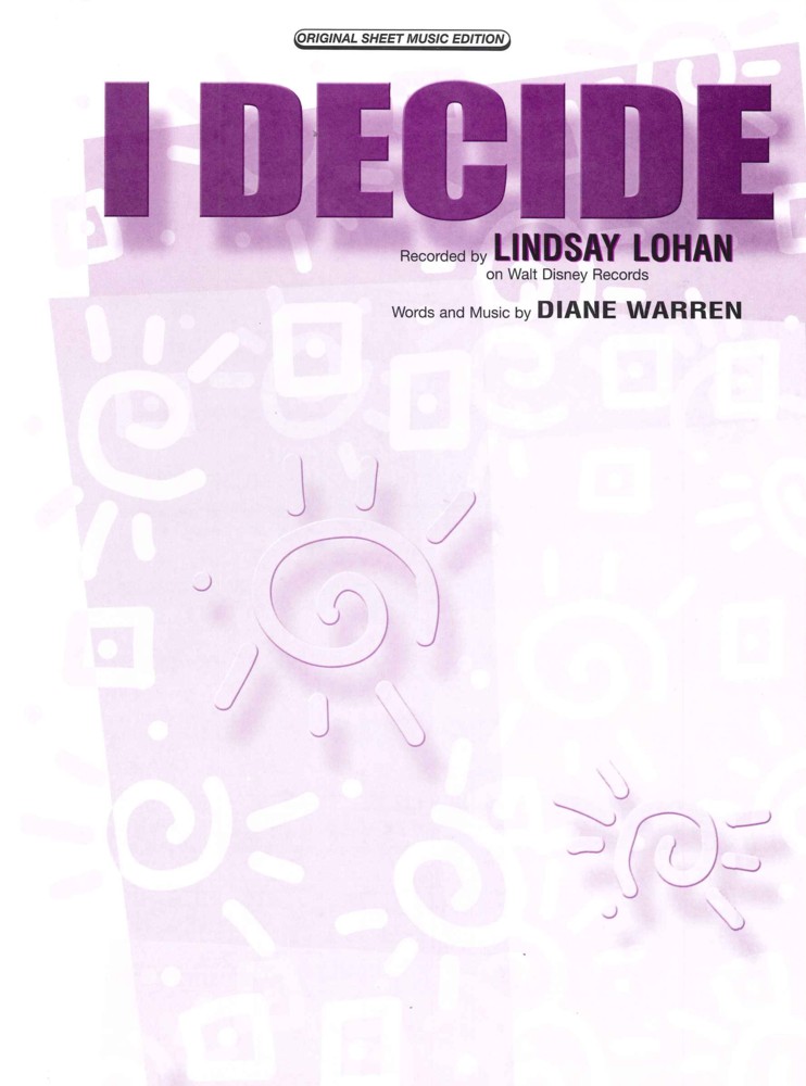I Decide Lindsay Lohan Sheet Music Songbook