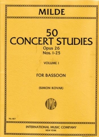 Milde Concert Studies 50 Op26 Vol 1 Kovar Bassoon Sheet Music Songbook