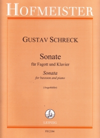 Schreck Sonata Bassoon & Piano Sheet Music Songbook