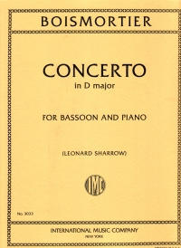 Boismortier Concerto D Sharrow Bassoon & Piano Sheet Music Songbook